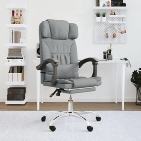 Sedia Da Ufficio Massaggio Reclinabile Grigio Chiaro İn Tessuto /