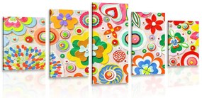 Quadri 5 pezzi – Astrazione di fiori