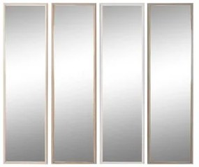 Specchio da parete Home ESPRIT Bianco Marrone Beige Grigio Cristallo polistirene 33,2 x 3 x 125 cm (4 Unità)