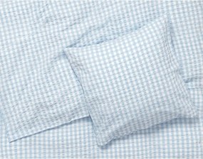 Biancheria da letto in crêpe esteso bianco e azzurro per letto singolo 140x220 cm Bæk&amp;Bølge - JUNA