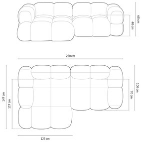 Divano angolare marrone (con penisola a sinistra/con chaise lounge) con rivestimento in velluto Loretto – Cosmopolitan Design