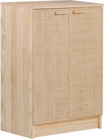 Credenza Aura 2 ante in legno e fibra naturale di rafia L 65 x P 36 x H 96 cm