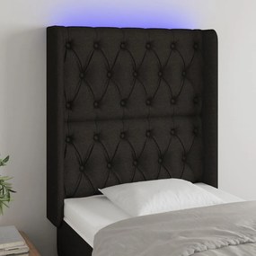 Testiera A Led Nera 83x16x118/128 Cm İn Tessuto /