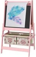 Lavagna per Bambini 3 in 1 54x46,5x93 cm con Cavalletto Rosa