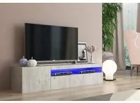 Mobile da soggiorno Porta TV, Made in Italy, Credenza per TV a 2 ante, Porta TV da salotto, cm 150x40h37, Cemento, con luce LED blu