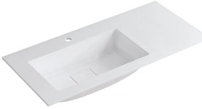 Lavabo a incasso rettangolare vasca a sinistra L 100.5 x H 15 x P 46 cm in resina bianco opaco