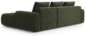 Divano angolare verde allungabile/con contenitore (con penisola a destra/con chaise lounge) con rivestimento in velluto Linz – Cosmopolitan Design