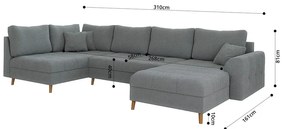 Divano angolare grigio in tessuto bouclé (angolo destro/"U") Ariella - Ropez