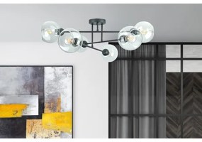 Lampadario a sospensione con supporto rigido VASCO 6xE27/60W/230V nero/limpido