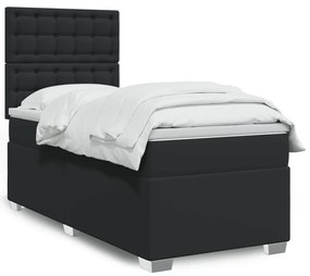 Giroletto A Molle Con Materasso Nero 100x200 Cm İn Similpelle /