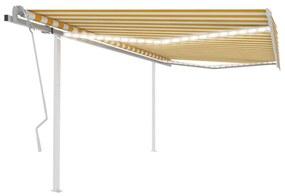 Tenda Da Sole Retrattile Manuale Con Led 4x3,5 M Gialla Bianca /