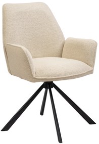 YUNI Crema (tessuto Monza 90) - MODERNA SEDIA IMBOTTITA BOUCLÉ GIREVOLE PER SOGGIORNO/SALA DA PRANZO/UFFICIO LOFT