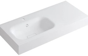 Lavabo integrale rettangolare vasca a sinistra L 100.5 x H 15 x P 46 cm in resina bianco lucido