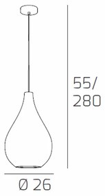 Sospensione Contemporanea Drop Metallo Cromo Vetro Rame 1 Luce E14 D.26Cm