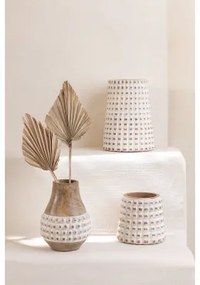 Set di 3 vasi in legno di mango Biala Legno Bianco Vintage - Sklum