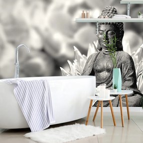 Carta da parati – Buddha tranquillo bianco e nero