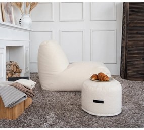 Puof a sacco color crema con rivestimento in bouclé Mini – SLOWDOWN