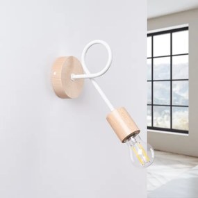 Sollux SL.1473 - Applique EMBER 1xE27/15W/230V bianco/beige/faggio