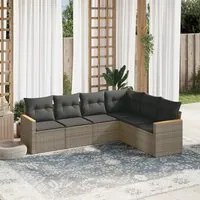 Set Divano da Giardino 6 pz con Cuscini Grigio in Polyrattan 3258406