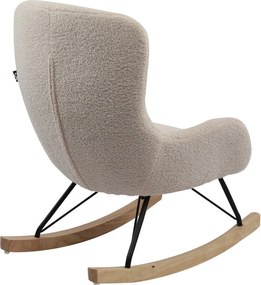 Poltrona per bambini a dondolo beige con rivestimento in bouclé Rocky – Vipack