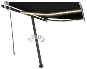 Tenda Da Sole Retrattile Manuale Con Led 300x250 Cm Antracite /