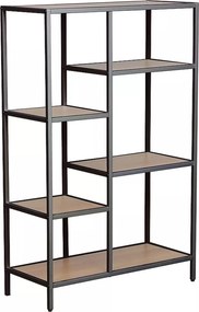 Libreria Costa B in finitura rovere con struttura in metallo nero opaco – 70x30x109 cm