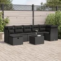 Set Divani da Giardino con Cuscini 8 pz Nero in Polyrattan 3325311