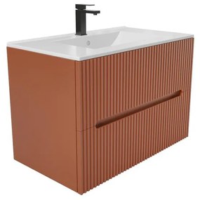 Mobile bagno sospeso 80 cm con lavabo a incasso Striato Terracotta - PAVANI