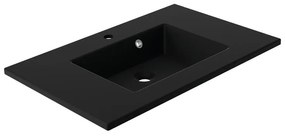 Lavabo integrale a incasso bacino al centro rettangolare Neo L 76 x H 11.2 x P 48.5 cm in solid surface nero