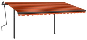 Tenda da Sole Retrattile Manuale LED 4,5x3 m Arancio Marrone