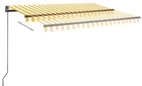 Tenda da Sole Retrattile Manuale con LED 3,5x2,5m Gialla Bianca