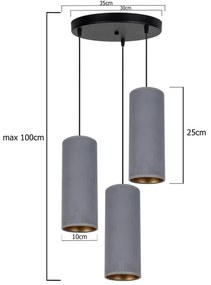 Lampadario a sospensione con filo AVALO 3xE27/60W/230V diametro 35 cm grigio