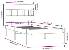 Giroletto in Legno Massello 75x190 cm Small Single