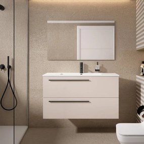 Mobile da bagno sotto lavabo VISOBATH Mia grigio perla laccato opaco L 100 x H 55 x P 39.5 cm 2 cassetti, lavabo posizionabile centralmente non incluso