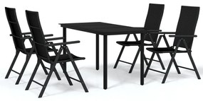 Set mobili da pranzo per giardino 5 pz nero