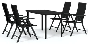 Set mobili da pranzo per giardino 5 pz nero
