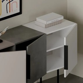 Madia Moderna 3 Ante 150 Cm Tricolore Tortora Bianco Cemento Tontini