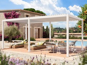 PRIMEYARD Pergola 3x6m, tetto lamellare, bianco - (400111)