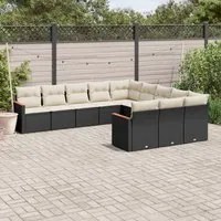 Set Divani da Giardino 11 pz con Cuscini in Polyrattan Nero 3258829