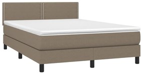 Letto a molle con materasso e led tortora 140x190 cm in tessuto