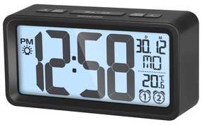 Sencor - Sveglia con display LCD con termometro 2xAAA nero