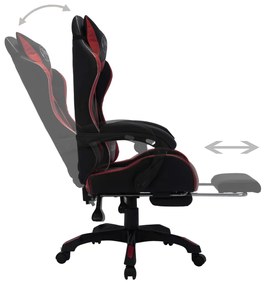 Sedia da gaming con luci a led rgb rosso vino e nera similpelle