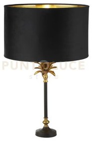 Lampada da tavolo palm - metallo nero e ottone anticato, paralume nero