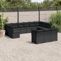 Set Divani da Giardino 13pz con Cuscini Nero in Polyrattancod mxl 87787