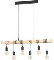 Lampadario Industrial Townshend 6 Luci Metallo Nero E Marrone