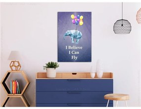 Quadro Flying Elephant (1 Part) Vertical  Colore Viola, Dimensioni e Misure 40x60