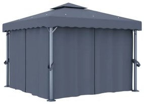 Gazebo con Tende 3x3 cm Antracite Alluminio