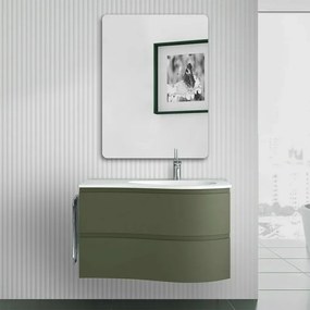 Mobile bagno sospeso 90 cm Melody verde bosco con vasca a destra