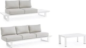 Salotto Angolare Da Esterno In Alluminio Con Cuscini E Tavolino Konnor Bianco Bizzotto