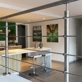 Balaustra in kit BURGER Inoca in acciaio inox, corrimano in acciaio inox 316, L 200 cm fissaggio a pavimento